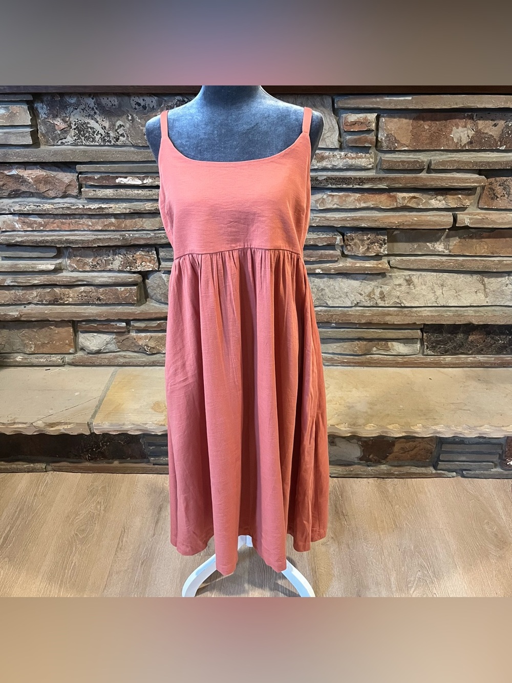 Hatch Collection Sleeveless Maternity High Waist Dress in Terracotta